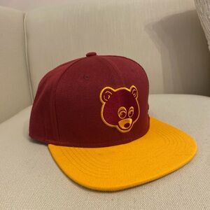Kanye West “Ye” College Dropout burgundy and yellow hat, Size 7 3/4th’s